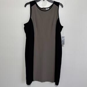 Worthington Tan and Black Sleeveless Sheath Dress Size 14